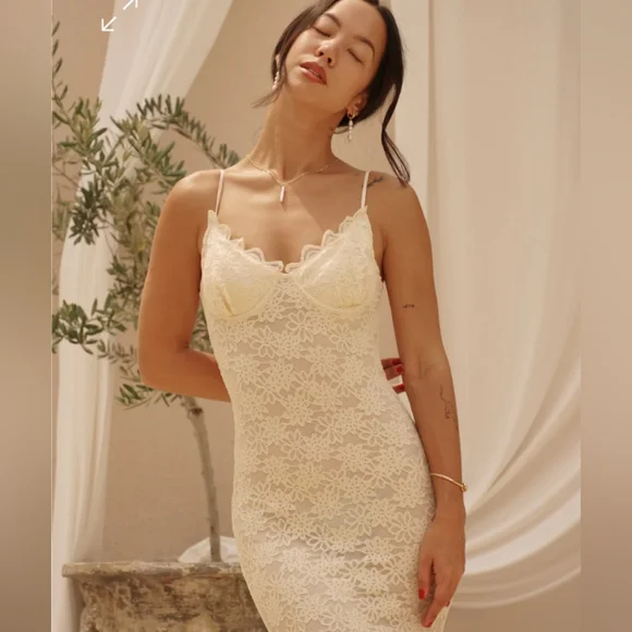 Meshki | Dresses | Joelle Lace Cupped Maxi Dress Ivory | Poshmark